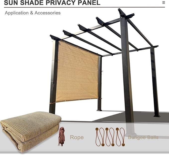 Sun Shade Privacy Panel with Grommets on 4 Sides for Patio, Awning, Window Cover, Pergola or Gazebo (Walnut, 8' x 8')