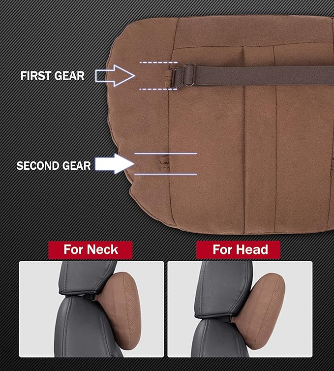 2pcs Car Neck Pillow for headrests,Support Drive Seats Head Cushion Pillows,Superfiber Suede,Plant-Based Polyester,Thickness & Height Adjustable,11.8x7.5,Inner Liner fillable(Grey)