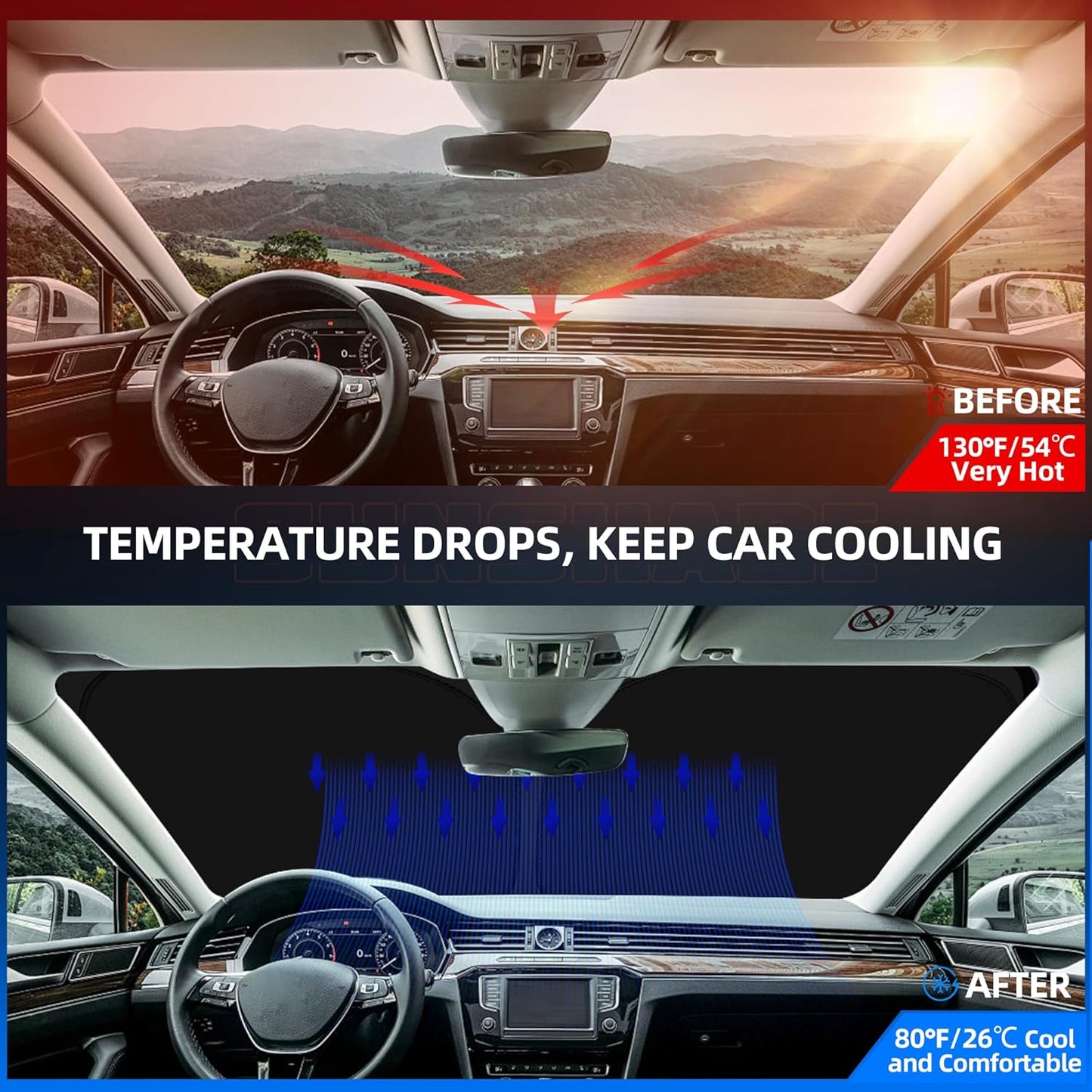 Windshield Sun Shade for Toyo-ta Highlander (L LE XLE Limited Platinum) 2020-2025 2026 Foldable Sunshade Custom Fit Front Window Car Interior Accessories Protector Blocks UV Rays