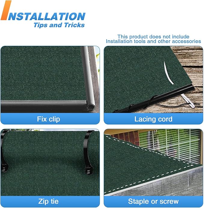 TANG Sun Shade Fabric Roll 8'x37' Shade Cloth for Garden Dark Green HDPE Mesh Shading Pergola Cover Replacement Canopy, 95% Blockage Sunshades for Outdoor Patio Backyard Plant