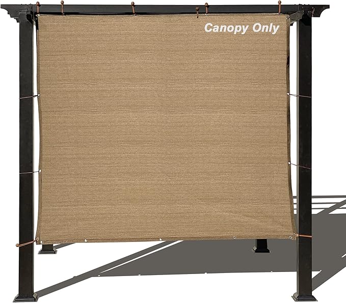 Sun Shade Privacy Panel with Grommets on 4 Sides for Patio, Awning, Window Cover, Pergola or Gazebo (Walnut, 8' x 8')