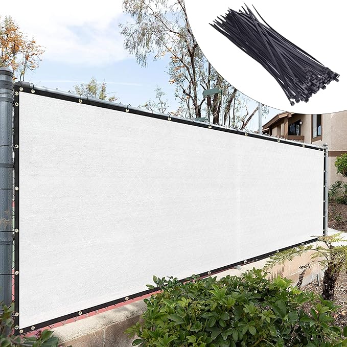 Royal Shade Custom Size 5' x 179' White Fence Privacy Screen Windscreen Cover Netting Mesh Fabric Cloth - Cable Zip Ties Included (We Make Custom Size)