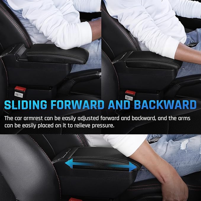 YJYWZH Double-Layer Armrest Box for Nissan Versa Almera 2020-2024 Car Center Storage Box Organizer Interior Hand Centre Consoles with 4 USB Port Cup Holder Black Accessories