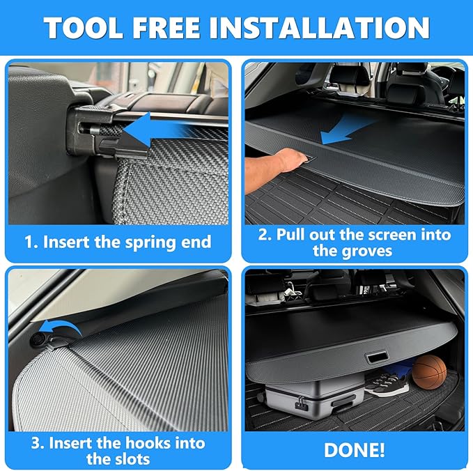 MIALUTY® Cargo Cover for 2016-2020 Kia Sorento Retractable Trunk Cover Sorento Accessories Anti-Peeping Anti-Theft Privacy Screen,Trunk Luggage Shield Shade Carbon Fiber Texture
