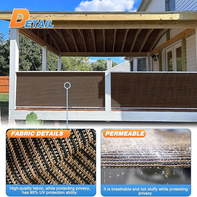 TANG Sun Shade Fabric Roll 8'x33' Shade Cloth for Garden Brown HDPE Mesh Shading Pergola Cover Replacement Canopy, 95% Blockage Sunshades for Outdoor Patio Backyard Plant