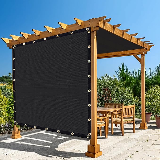 Amagenix 90% Shade Fabric 4'X 24' Black Sun Shade Cloth with Grommets for Pergola Replacement Shade Cover Canopy, Heavy Duty, Cable Zip Ties Included (We Customized)