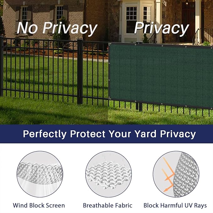 Windscreen4less Privacy Fence Screen Heavy Duty Windscreen Fencing Mesh Fabric Shade Net Cover for Outdoor Wall Garden Yard Pool Deck, 8'x282' Green