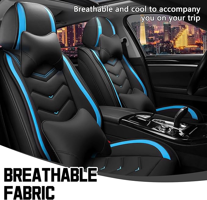 CTDS Car Seat Covers for Mazda CX-5 CX-3 CX-7 CX-9 CX-50 CX-30 CX-70 CX-90 2007-2026, Stylish Sport Seat Cover, Premium Nappa Leather Car Seat Cover.(Luxury 2 Seats/Black Blue)