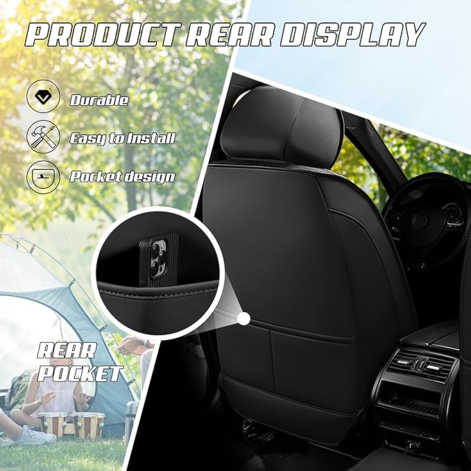 Car Seat Covers Fit for Infiniti g37 2000-2026, Stylish Sport Seat Covers, Waterproof Wear-Resistant Premium Nappa Leather Car Seat Cover.(2 Pcs Front/Black White)