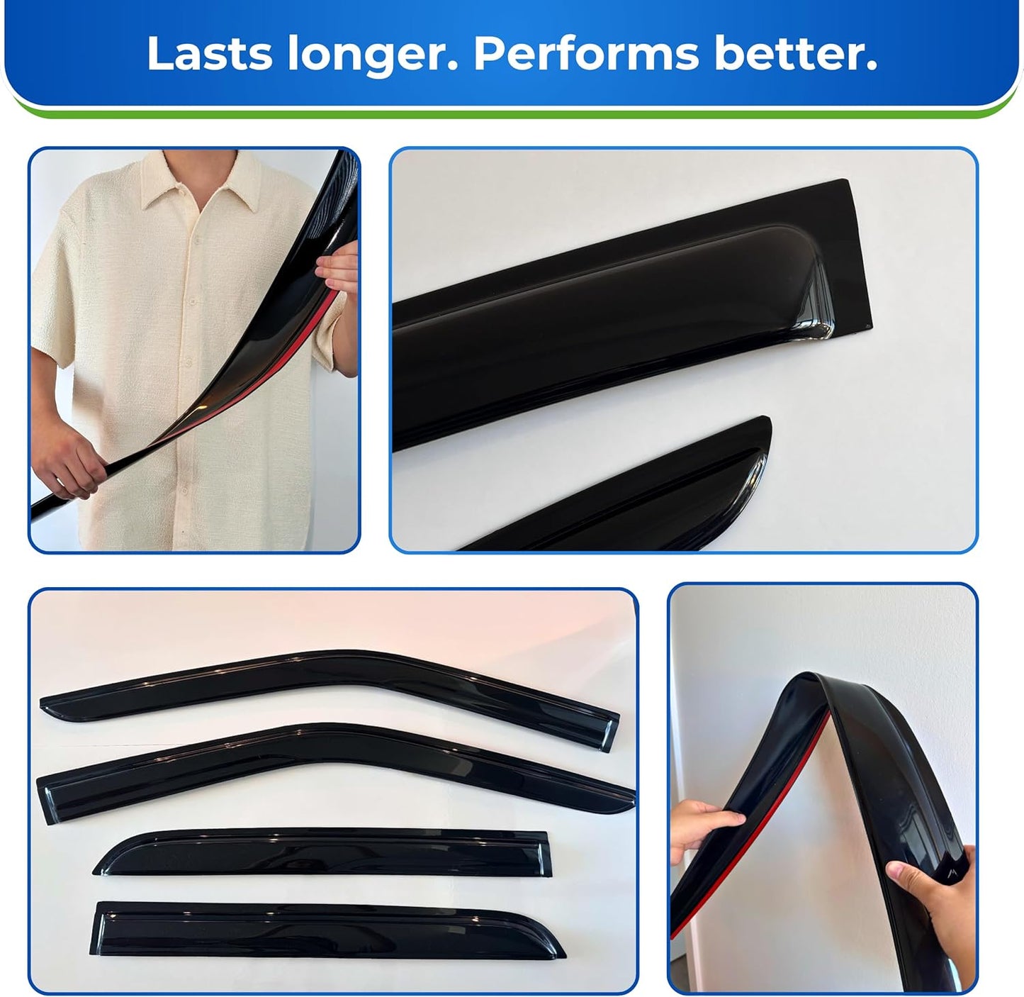 KPY Window Visor Compatible with Lexus RX350 RX450h 2010-2015, 4PC Rain Guard Side Window Vent Deflectors Tape-On Mugen Style, 2010 2011 2012 2013 2014 2015