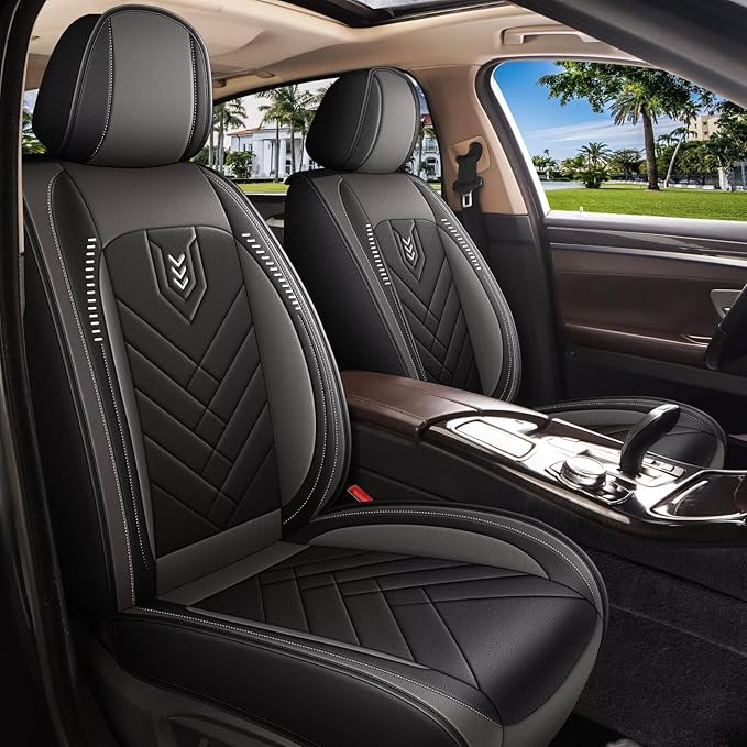 AOMSAZTO Car Seat Covers Fit for Subaru Outback 2007-2025 2026 Full Set Premium Seat Covers Waterproof Leather Automotive Seat Cushion Protector Compatible with Airbag(5 Seats,Grey)