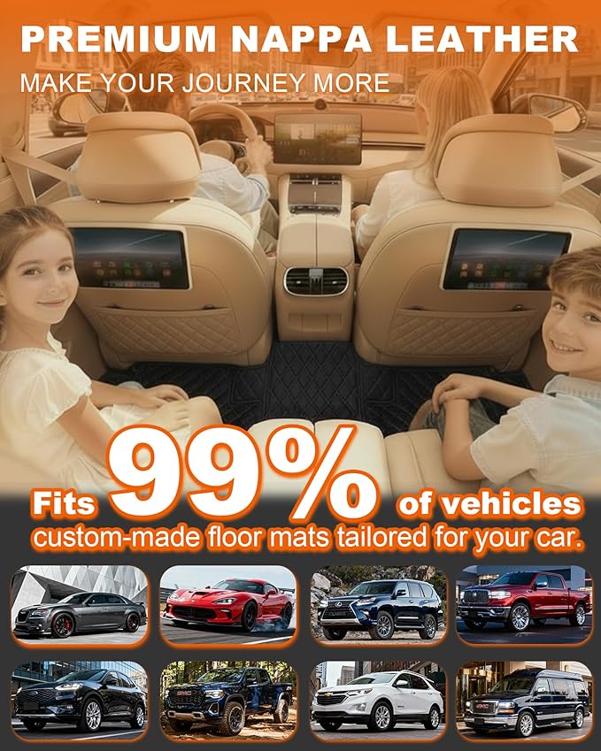 All-Weather car Floor MATS-Suitable for 99% of car Models,Leather car mat, offering Personalized Embroidery and Multiple Color Options,Provide Protection for car Rug (Black Purple)