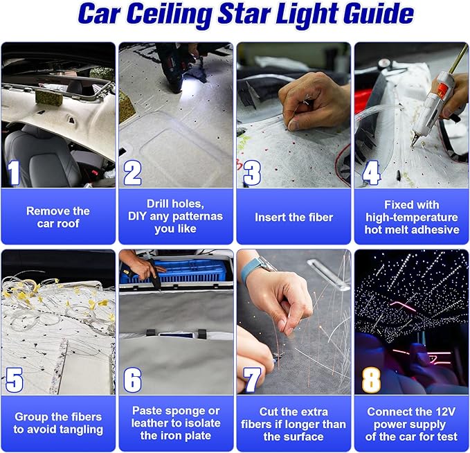12W Twinkle&Meteor 2 in 1 RGBW Starlight Headliner Kit, 550pcs*0.03in*9.8ft+96pcs Shooting Star Lights for Car/Home Ceiling, Fiber Optic Lights with Bluetooth APP/Remote Control/Music Effect