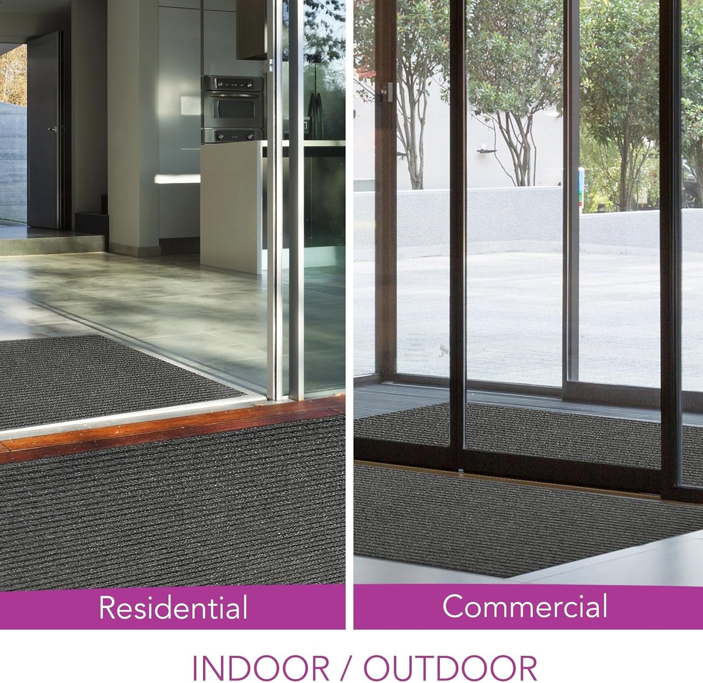 iCustomRug Spartan Weather Warrior Duty Indoor/Outdoor Utility Ribbed in 3ft,4ft,6ft Widths 70 Custom Sizes with Natural Non-Slip Rubber Backing 4'X64' in Charcoal