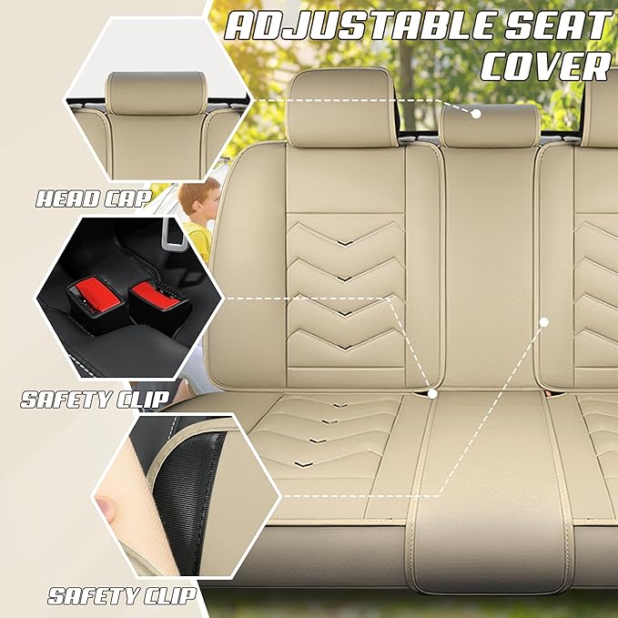 Car Seat Covers Fit for Infiniti g37 2000-2026, Stylish Sport Seat Covers, Waterproof Wear-Resistant Premium Nappa Leather Car Seat Cover.(Full Set with Pillow/Beige)