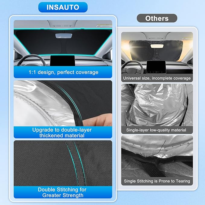 INSAUTO Custom Fit Windshield Sun Shade Accessories for Volkswagen/VW Atlas 2018-2026, Foldable Front Window Sunshade, UV & Heat Reflector, Keeps Interior Cool, Includes Storage Bag
