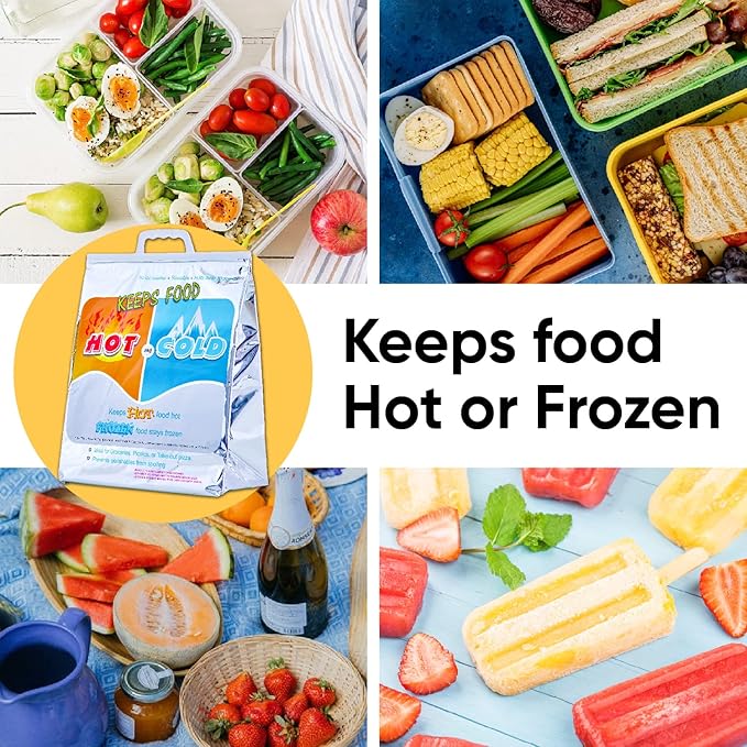 Superio Hot and Cold Insulated Bags for Food Delivery, Grocery Shopping Bags, Food Storage for Hot and Frozen Food for Travel, Disposable Cooler Bag, Reinforced Thermal Lunch Bag (5, 13"x7"x15.5")