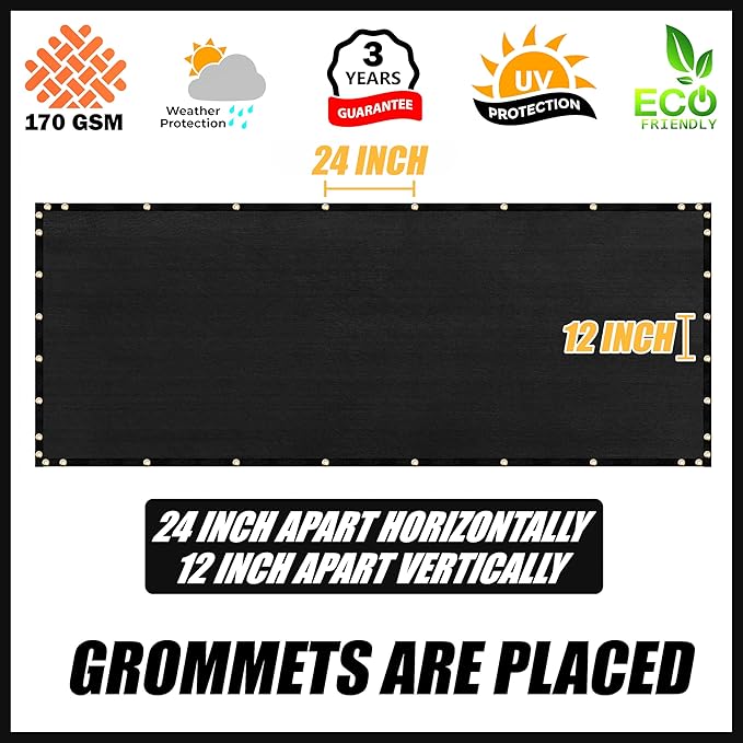 Royal Shade Custom Size 5' x 35' Black Fence Privacy Screen Windscreen Cover Netting Mesh Fabric Cloth - Cable Zip Ties Included (We Make Custom Size)