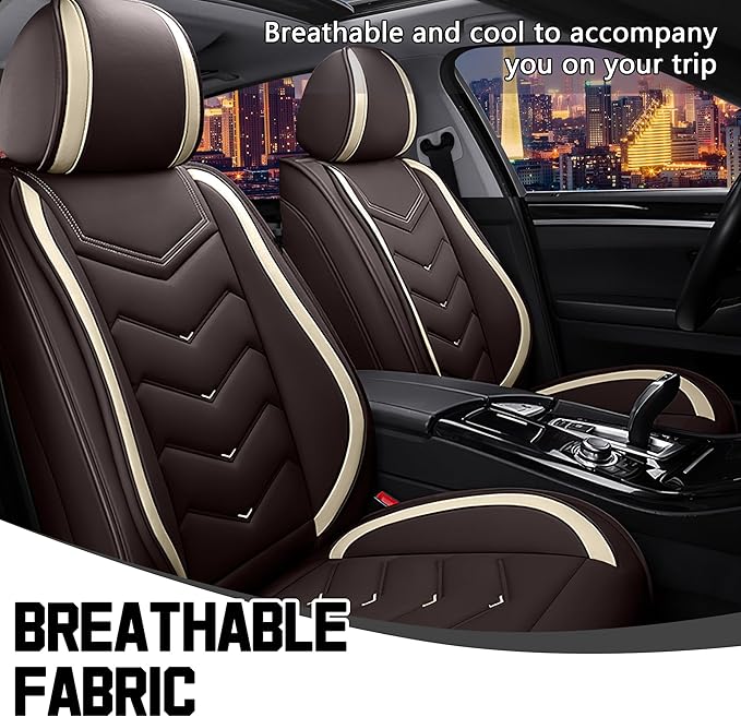 CTDS Car Seat Covers for Nissan Altima 2001-2026, Stylish Sport Seat Cover, Premium Nappa Leather Car Seat Cover. Automobile Seat Covers Sets.(Standard 2 Seats/Coffee Color)