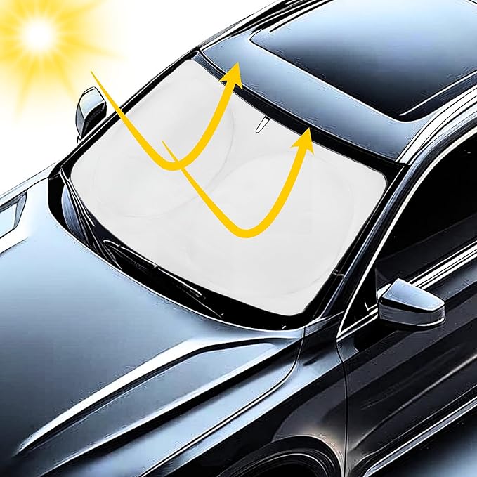 Windshield Sun Shade -Certified 99.87% UVB & 99.02% UVA Car Sun Shade. Award Winning Sunshade - Patented Technology | Compatible for Audi A6 2019-present | Car Shades by Kinder Fluff