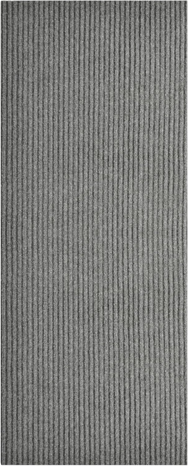 iCustomRug Spartan Weather Warrior Indoor/Outdoor Utility Ribbed Carpet Runner with Non-Slip Thermoplastic Rubber Backing, 3ft X 76ft in Grey