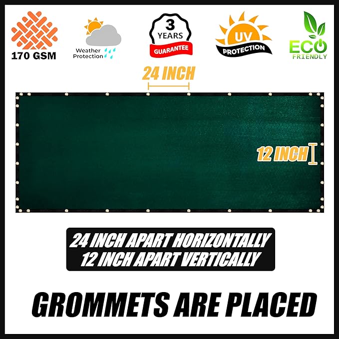 Royal Shade Custom Size 5' x 118' Green Fence Privacy Screen Windscreen Cover Netting Mesh Fabric Cloth - Cable Zip Ties Included (We Make Custom Size)