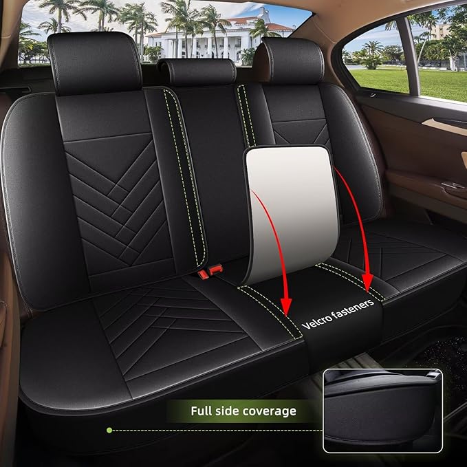 AOMSAZTO Car Seat Covers Full Set Fit for BMW X3 2011-2017 Faux Leather Waterproof Seat Covers Automotive Seat Cushion Protector(5 Seats, Black)
