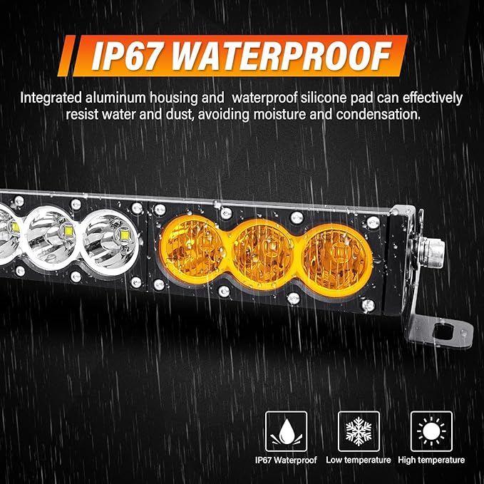 AUXTINGS 44 inch Single Row Dual Color LED Light Bar 240W Off Road Light Bar White Amber Combo LED Work Light Truck UTV 4x4 Cars SUVs ATVs Boats Fog Driving Light with Wiring Harness kit