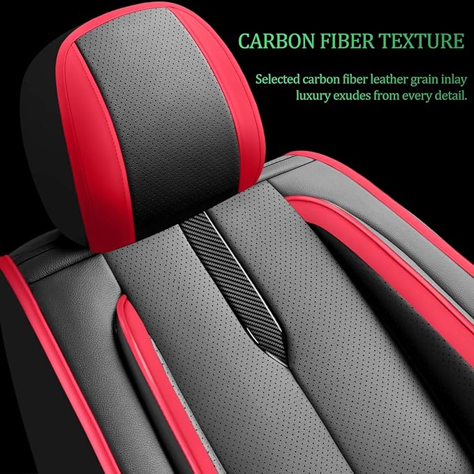Fit Ridgeline Car Seat Covers for Honda Ridgeline 2007-2025 2026-Upgraded Premium Waterproof & Breathable Leather,Airbag Compatible,All-Weather Seat Cushion Protector,2 Front/Black-Red