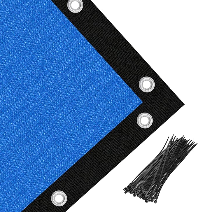 Amagenix 90% Pergola Shade Cover 6' X 14' Sun Shade Cloth with Grommets for Outdoor Garden Patio Porch, Commercial Grade 200 GSM - Cable Zip Ties Included (We Customized) GN108, Blue