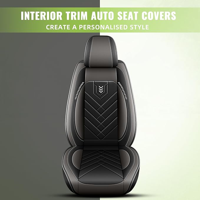 AOMSAZTO Front Seat Covers for Car Fit for Acura TL 2004-2014: Premium Seat Covers Waterproof Leather Automotive Seat Cushion Protector Compatible with Airbag(2PCS Front,Black&Grey)