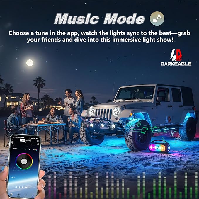 8Pods RGB LED Rock Lights for Jeep Golf Cart ATV UTV Trucks Offroad RZR SXS Four Wheeler with APP/RF Remote Control, Multicolor Dynamic Color Changing Underglow Kits Music Mode 12V Waterproof Chasing