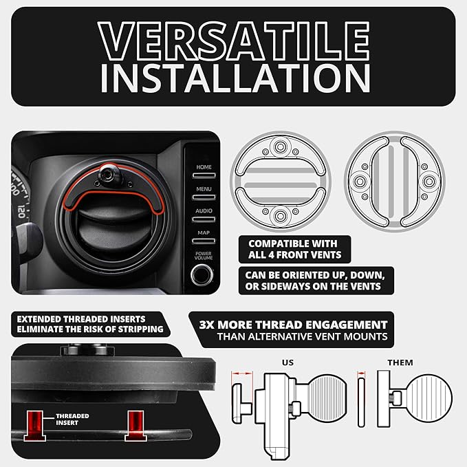 Tackform Link Vent Phone Mount Compatible with 2016-2023 Toyota Tacoma and 2014-2021 Toyota Tundra | Aluminum | Zero Slip | Universal Magnetic Phone Holder | 2" Arm | Blue | (NOT MAGSAFE Compatible)