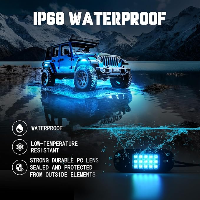SHINIGHT Led Rock Lights for Trucks,16 Pods Lights for Jeep Brightness Truck underglow kit Exterior with App Control Flashing Music Mode RGB Lighting for UTV SUV ATV RZR Truck Accessories