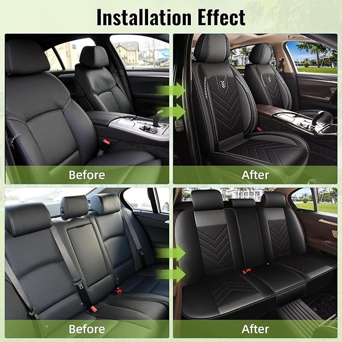 AOMSAZTO Car Seat Covers Fit for Cadillac XT4 2019-2026 Seat Cover 5-Seater Full Set Waterproof Faux Leather Automotive Auto Interior Protector Cushion(5 Seats,Grey)