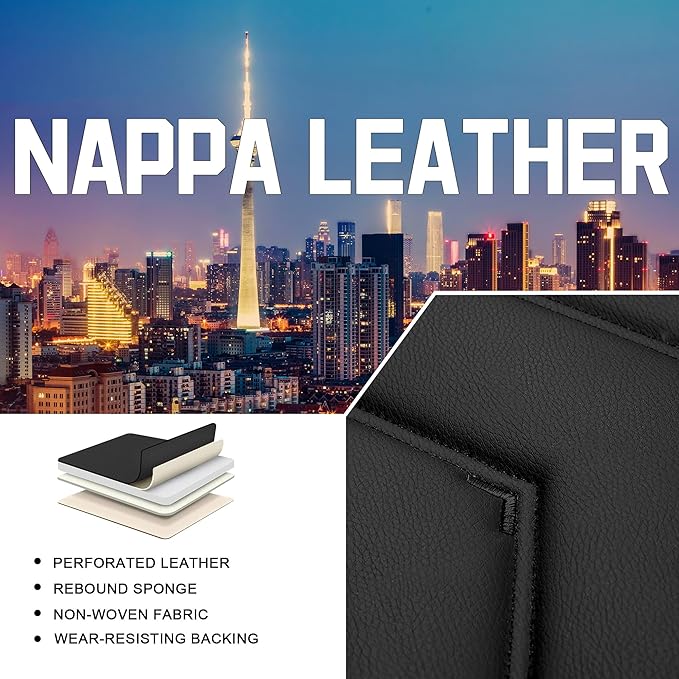 CTDS Car Seat Covers for Mazda CX-5 CX-3 CX-7 CX-9 CX-50 CX-30 CX-70 CX-90 2007-2026, Stylish Sport Seat Cover, Premium Nappa Leather Car Seat Cover.(Standard 2 Seats/Pure Black)