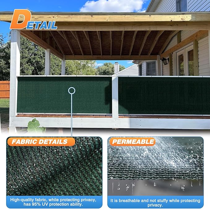 TANG Sun Shade Fabric Roll 8'x37' Shade Cloth for Garden Dark Green HDPE Mesh Shading Pergola Cover Replacement Canopy, 95% Blockage Sunshades for Outdoor Patio Backyard Plant