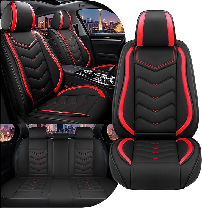 CTDS Car Seat Covers for Mazda CX-5 CX-3 CX-7 CX-9 CX-50 CX-30 CX-70 CX-90 2007-2026, Stylish Sport Seat Cover, Premium Nappa Leather Car Seat Cover.(Standard 5 Seats/Black Red)