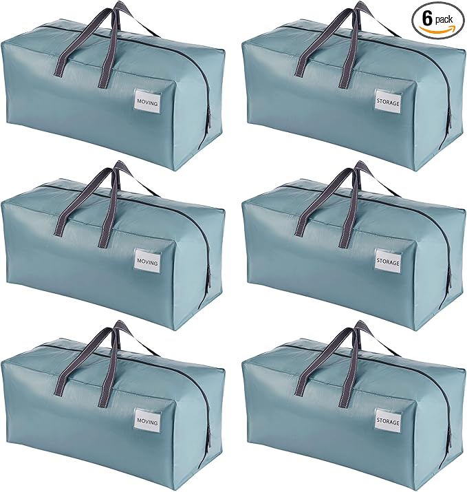 VENO 6 Pack Heavy Duty Moving Bags with Backpack Straps, Zippers & Handles, Extra Large Packing Bags for College Dorm Essentials, Moving Supplies Alternative to Cardboard Moving Boxes