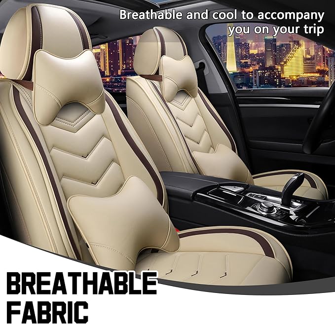 CTDS Car Seat Covers for Jeep Grand Cherokee L 2021-2026, Stylish Sport Seat Cover, Premium Nappa Leather Car Seat Cover. Automobile Seat Covers Sets.(Luxury 2 Seats/Beige)