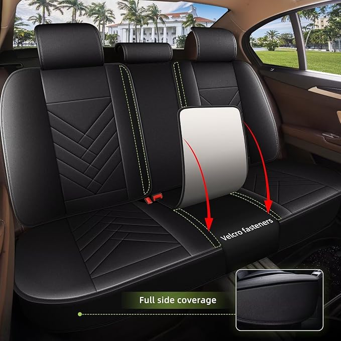 AOMSAZTO Car Seat Covers Fit for Kia Soul 2010-2025 2026 Full Set Premium Seat Covers Waterproof Leather Automotive Seat Cushion Protector Compatible with Airbag(5 Seats,Black)