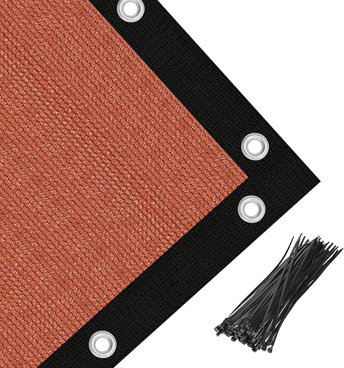Amagenix 90% Pergola Shade Cover 8' X 11' Sun Shade Cloth with Grommets for Outdoor Garden Patio Porch, Commercial Grade 200 GSM - Cable Zip Ties Included (We Customized) GN108, Rust Red