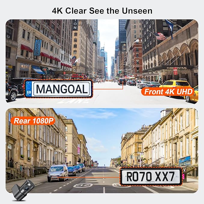 Mangoal Front 4K & Rear 1080p Dash Cam Custom Fit for Jeep Grand Cherokee 2016 2017 2018 2019 2020 2021, WK 2022 (Model C), Laredo Laredo X Overland Summit Trackhawk, OEM Look, WiFi & App,128GB Card