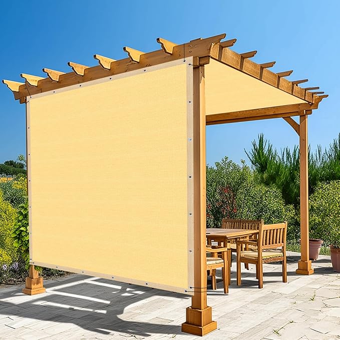 Amagenix 90% Shade Fabric 8'X 14' Sand Sun Shade Cloth with Grommets for Pergola Replacement Shade Cover Canopy, Heavy Duty, Cable Zip Ties Included (We Customized)