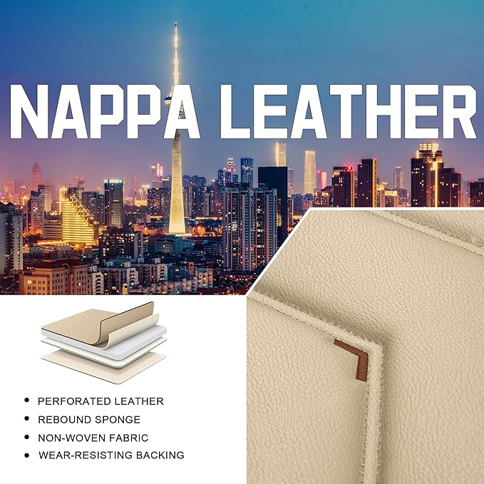 CTDS Car Seat Covers for Nissan Altima 2001-2026, Stylish Sport Seat Cover, Premium Nappa Leather Car Seat Cover. Automobile Seat Covers Sets.(Luxury 2 Seats/Beige)