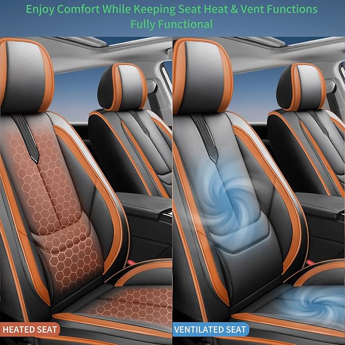 Fit Yaris Car Seat Covers for Toyota Yaris 2008-2018 2019 2020-Upgraded Premium Waterproof & Breathable Leather,Airbag Compatible,All-Weather Seat Cushion Protector,2 Front/Black-Brown