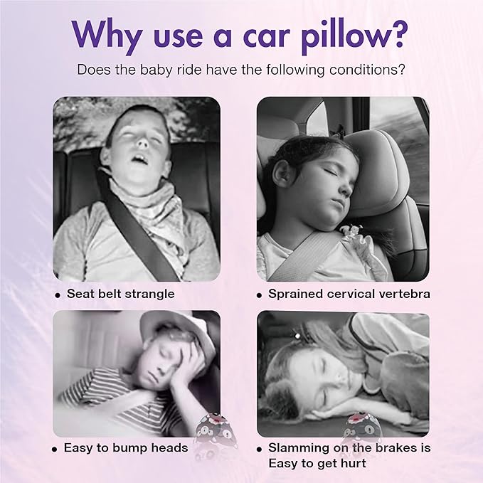 Car Pillow for Kids, Kids & Adults Car Neck Head Support Cushion Set,Travel car seat Safety Pillow,h Shape car Sleeping Pillow Kids,Pillow case can be Disassembled and Washed (A)