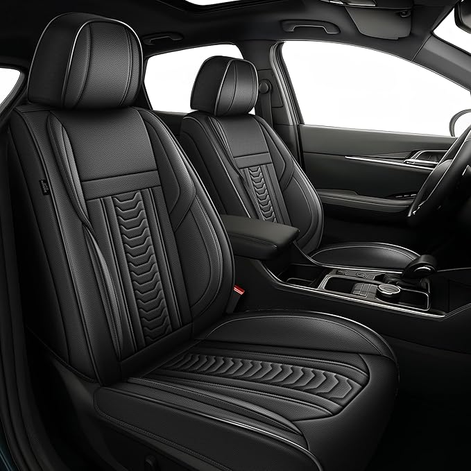 TTX LIGHTING for Honda HR-V 2016-2026 Seat Covers: Waterproof Leather Seat Protector with Airbag Compatible (2 Front Seats,Black)