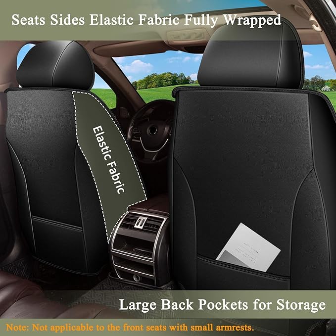 Full Set Car Seat Covers for Toyota Venza 2009-2021: Breathable Perforated Leather Seat Cover (Black)