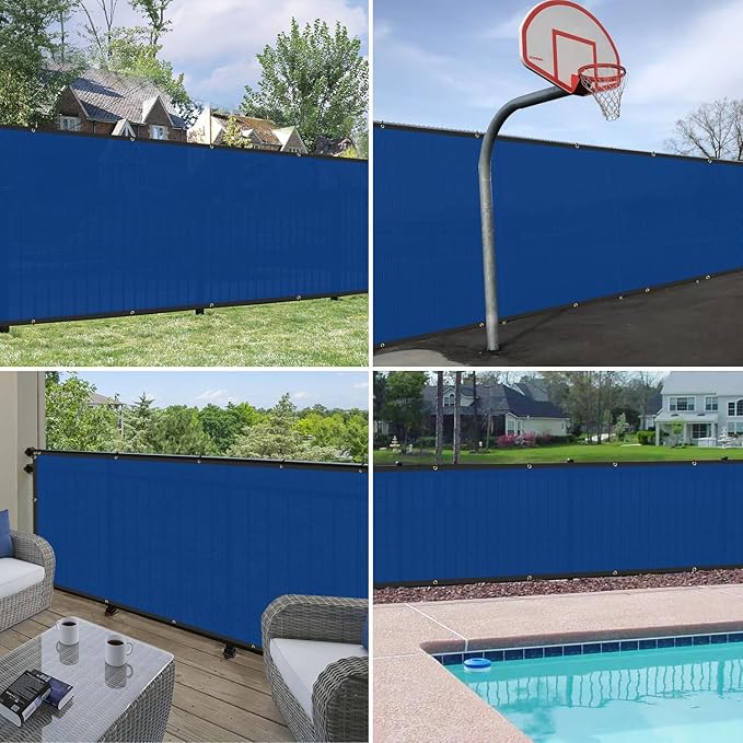 Windscreen4less Privacy Fence Screen Heavy Duty Windscreen Fencing Mesh Fabric Shade Net Cover with Brass Grommtes for Outdoor Wall Garden Yard Pool Deck, 8'x21' Blue